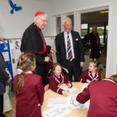 Cardinal with pupils working