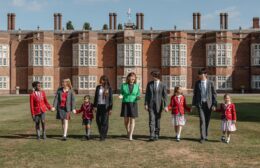 Katherine Jeffrey at the front of New Hall School Headteacher Katherine Jeffrey standing at front of New Hall School
