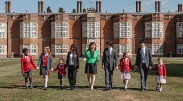 Headteacher Katherine Jeffrey standing at front of New Hall School