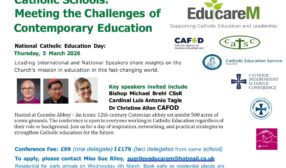 Flyer for national Catholic Education day at Coombe Abbey