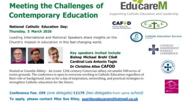 Flyer for national Catholic Education day at Coombe Abbey